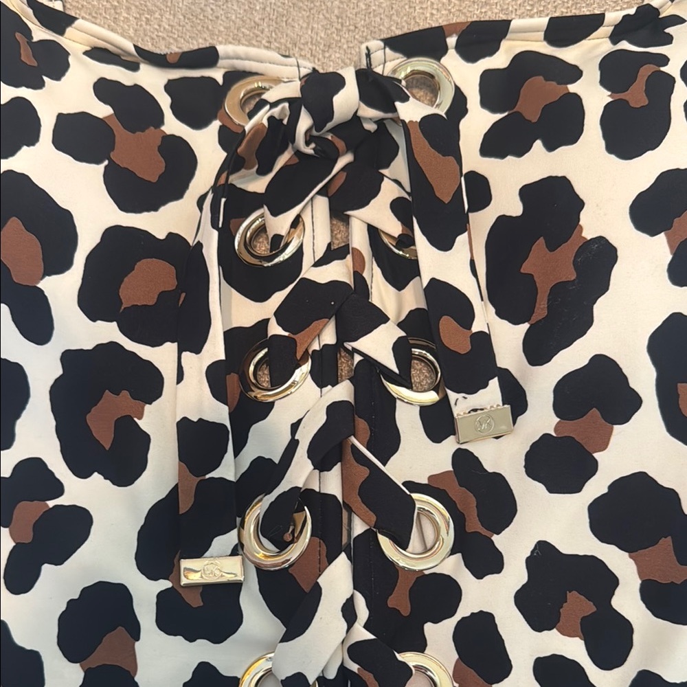 Michael Kors Animal Print Lace-Up Swimsuit - Picture 3 of 6
